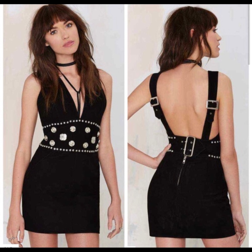 NASTYGAL Suede buckle mini dress